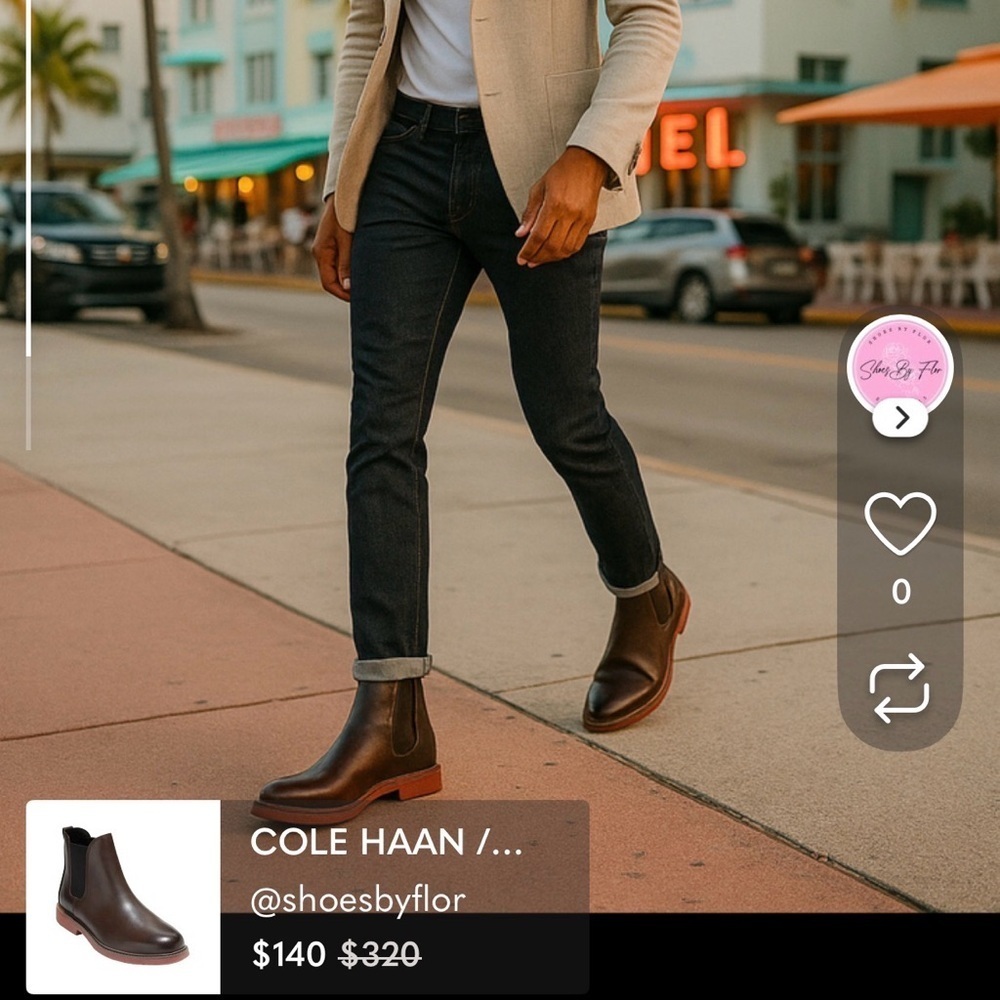 COLE HAAN / Go To Chelsea / Grandseries Mens Brown / Leather / With Pull Tab & B